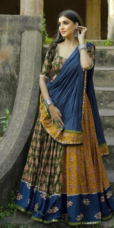 LG 648 Navy Blue Color Rayon Printed Mirror Work Lehenga Choli in Introductory Price ₹1999. Delivery 4-6 Working Days. Shop now. | Lehenga, Bollywood Lehenga, Creative Lehenga, Designer Lehenga, Embroidered Lehenga, Party Wear Lehenga