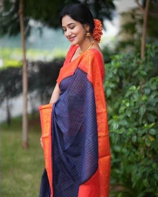 KP 3025 Navy Blue Soft Lichi Silk Saree Perfect for Wedding, Party, Baby Shower, Onam, Durga Puja . Available at ₹1449 only. Delivery 4-6 Working Days. | Sarees, Bollywood Sarees, Creative Sarees, Designer Sarees, Embroidered Sarees, Ethnic Saree, Modern Digital sarees, Party Wear Sarees