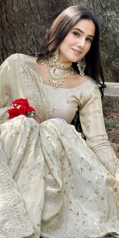 SRK 5172 Off White Chinnon Silk With Heavy Embroidery Sequence Work And Full Sleeve Salwar Suit Wedding, Party, Festive, Events, 4-6 Working Days At 2049 | Jump Suits, Tops & Bottoms, Track Suits, Salwar suit, Casual Suits, Creative suits, Designer Suits, Palazzo Suits, Party Wear Suits, Patiala Suits, Straight Suits, Trendy Wear