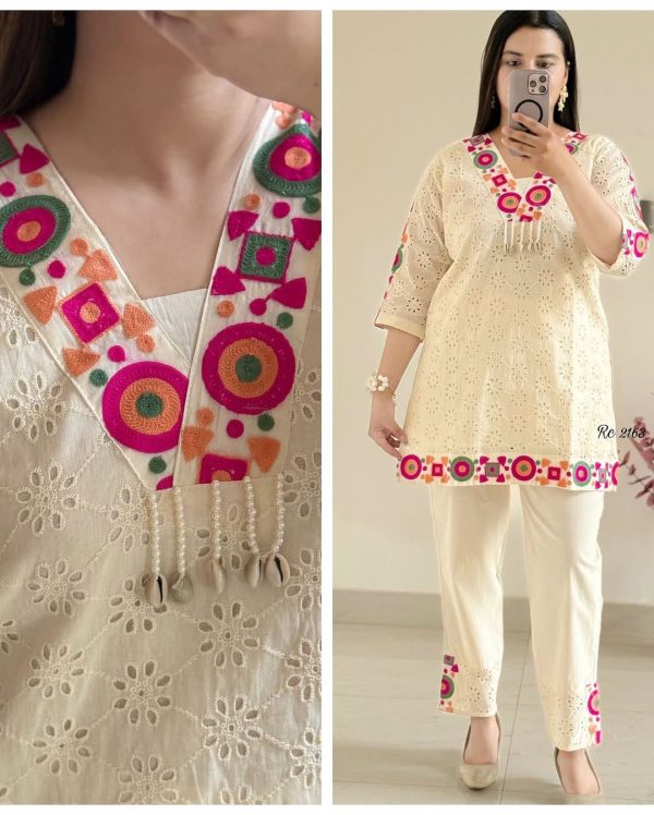 ZSR 3137 Off White | Off White Cotton Salwar Suit with Embroidery Work & Thread Embroidery. Introductory Price ₹1899. Delivery 4-6 Working Days. Shop now. | Jump Suits, Tops & Bottoms, Track Suits, Salwar suit, Casual Suits, Creative suits, Designer Suits, Palazzo Suits, Party Wear Suits, Patiala Suits, Straight Suits, Trendy Wear