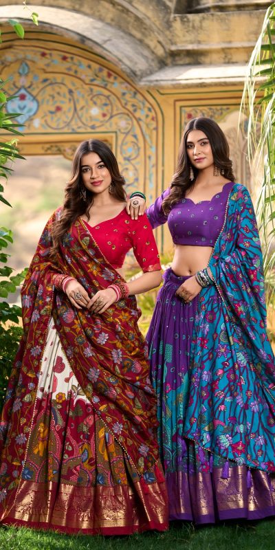 LNB 1219 Off White Tasar Silk With Gotta Patti Work & Kalamkari Print Lehenga Choli . Best Price ₹2449. Delivery 4-6 Working Days. Shop now. | Lehenga, Bollywood Lehenga, Creative Lehenga, Designer Lehenga, Embroidered Lehenga, Party Wear Lehenga