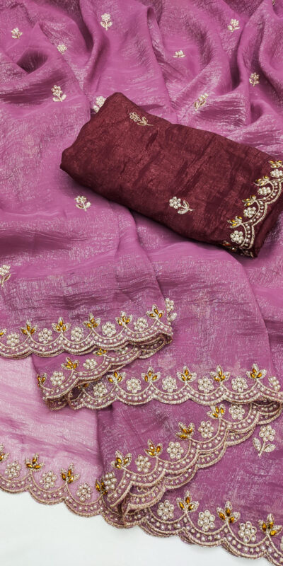 BT 1267 Onion in Crunchy Chiffon Embroidery Work Saree . Wedding, Party, Festive, Events, Exclusive Offer ₹1749. Delivery 4-6 Working Days. Shop now. | Sarees, Bollywood Sarees, Creative Sarees, Designer Sarees, Embroidered Sarees, Ethnic Saree, Modern Digital sarees, Party Wear Sarees