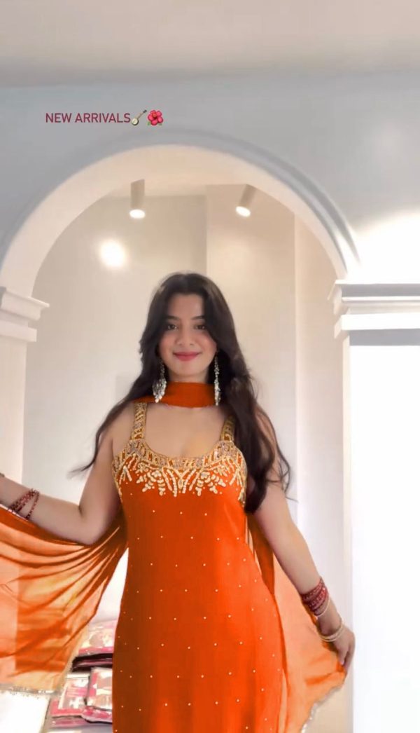 KD 1531 Orange Faux Georgette Lace Work Salwar Suit in . Wedding, Party, Festive, Events, Grab it for ₹2399. Delivery 4-6 Working Days. Shop now. | Jump Suits, Tops & Bottoms, Track Suits, Salwar suit, Casual Suits, Creative suits, Designer Suits, Palazzo Suits, Party Wear Suits, Patiala Suits, Straight Suits, Trendy Wear