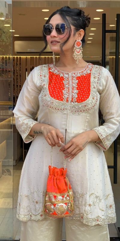 SRK 5277 Orange Mal Cotton With Embroidery Work & Bead Work Salwar Suit . Affordable Price ₹1799. Delivery 4-6 Working Days. Shop now. | Jump Suits, Salwar suit, Casual Suits, Creative suits, Designer Suits, Palazzo Suits, Party Wear Suits, Patiala Suits, Straight Suits
