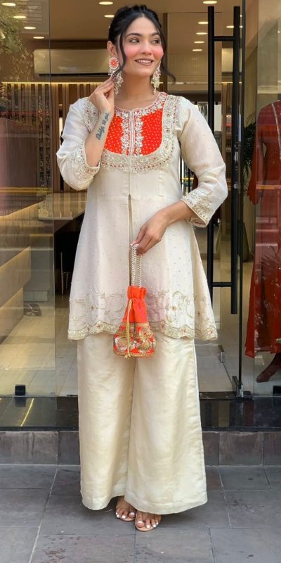 SRK 5277 Orange Mal Cotton With Embroidery Work & Bead Work Salwar Suit . Affordable Price ₹1799. Delivery 4-6 Working Days. Shop now. | Jump Suits, Salwar suit, Casual Suits, Creative suits, Designer Suits, Palazzo Suits, Party Wear Suits, Patiala Suits, Straight Suits