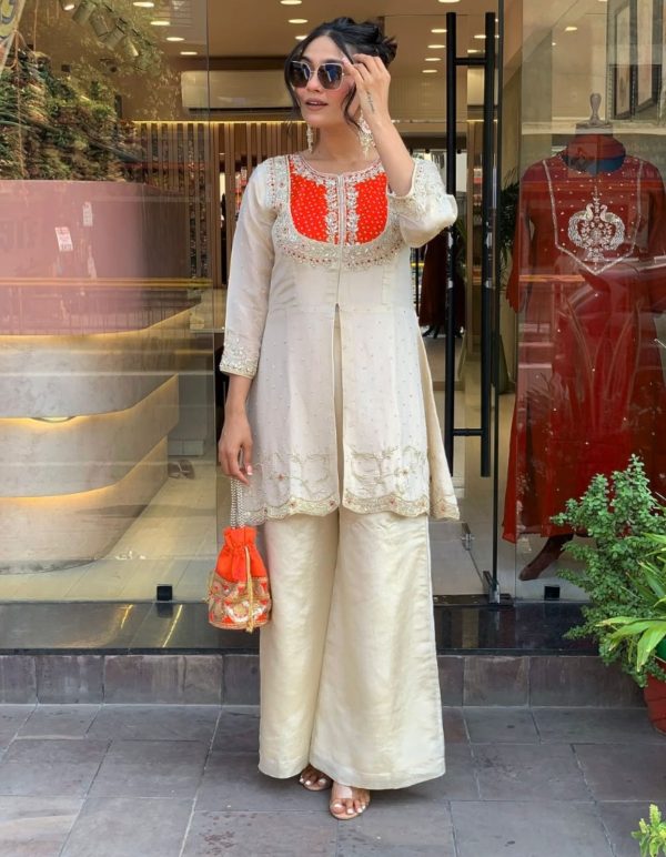 SRK 5277 Orange Mal Cotton With Embroidery Work & Bead Work Salwar Suit . Affordable Price ₹1799. Delivery 4-6 Working Days. Shop now. | Jump Suits, Salwar suit, Casual Suits, Creative suits, Designer Suits, Palazzo Suits, Party Wear Suits, Patiala Suits, Straight Suits