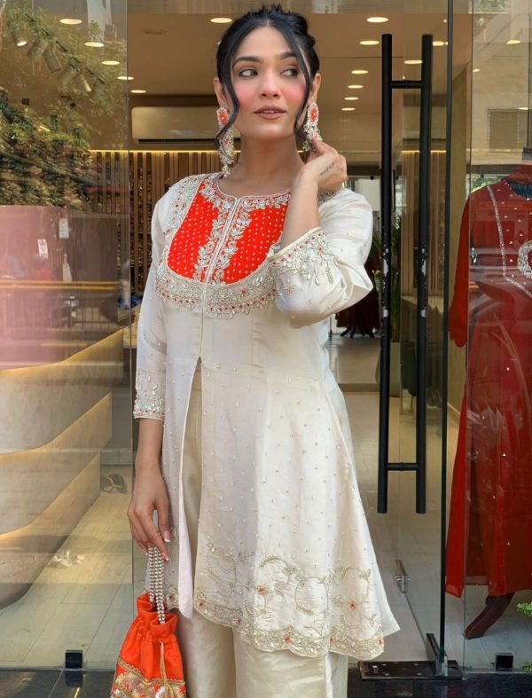 SRK 5277 Orange Mal Cotton With Embroidery Work & Bead Work Salwar Suit . Affordable Price ₹1799. Delivery 4-6 Working Days. Shop now. | Jump Suits, Salwar suit, Casual Suits, Creative suits, Designer Suits, Palazzo Suits, Party Wear Suits, Patiala Suits, Straight Suits