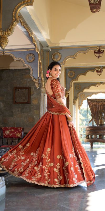 LNB 1427 Orange Rangoli Silk With Sequins Work & Embroidery Work Lehenga Choli. Exclusive Offer ₹3499. Delivery 4-6 Working Days. At 3499 | Lehenga, Bollywood Lehenga, Creative Lehenga, Designer Lehenga, Embroidered Lehenga, Party Wear Lehenga