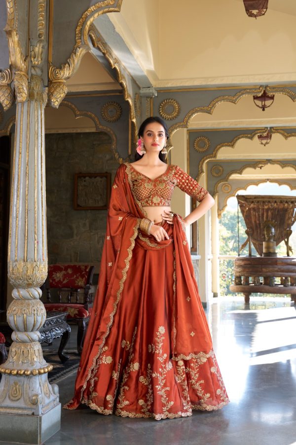 LNB 1427 Orange Rangoli Silk With Sequins Work & Embroidery Work Lehenga Choli. Exclusive Offer ₹3499. Delivery 4-6 Working Days. At 3499 | Lehenga, Bollywood Lehenga, Creative Lehenga, Designer Lehenga, Embroidered Lehenga, Party Wear Lehenga