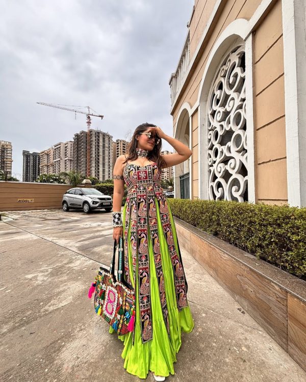 P LG 651 Parrot Green Bangalorey With Embroidery Work Lehenga Choli. Festive Deal ₹2349. Delivery 4-6 Working Days. Shop now. | Lehenga, Bollywood Lehenga, Creative Lehenga, Designer Lehenga, Embroidered Lehenga, Party Wear Lehenga