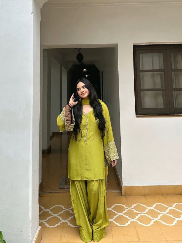 NSR 854 Parrot Green Natural Satin Silk Sequence Work with Lace Work & Embroidery Work Salwaar Suit Now at just ₹1799. Delivery 4-6 Working Days. Shop now. | Jump Suits, Salwar suit, Casual Suits, Creative suits, Designer Suits, Palazzo Suits, Party Wear Suits, Patiala Suits, Straight Suits