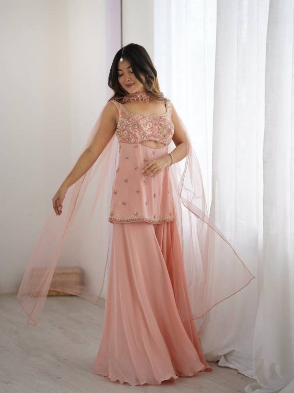 LG 1959 Peach Georgette With Lace Work & Embroidery Work Salwar Suit . Available at ₹1849 only. Delivery 4-6 Working Days. Shop now. | Jump Suits, Tops & Bottoms, Track Suits, Salwar suit, Casual Suits, Creative suits, Designer Suits, Palazzo Suits, Party Wear Suits, Patiala Suits, Straight Suits, Trendy Wear