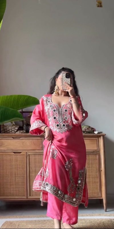 RTC 5919 Peach Roman Silk With Mirror Work Salwar Suit Wedding, Party, Festive, Events, Navratri Garba, Introductory Price ₹2099. Delivery 4-6 Working Days. | Jump Suits, Tops & Bottoms, Track Suits, Salwar suit, Casual Suits, Creative suits, Designer Suits, Palazzo Suits, Party Wear Suits, Patiala Suits, Straight Suits, Trendy Wear