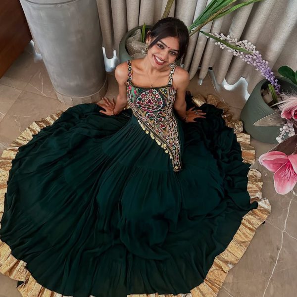 LG 650 Peacock Blue Color Chinon Mirror Work Gotta Satin Patti Lehenga Choli in . Best Price ₹1899. Delivery 4-6 Working Days. Shop now. | Lehenga, Bollywood Lehenga, Creative Lehenga, Designer Lehenga, Embroidered Lehenga, Party Wear Lehenga