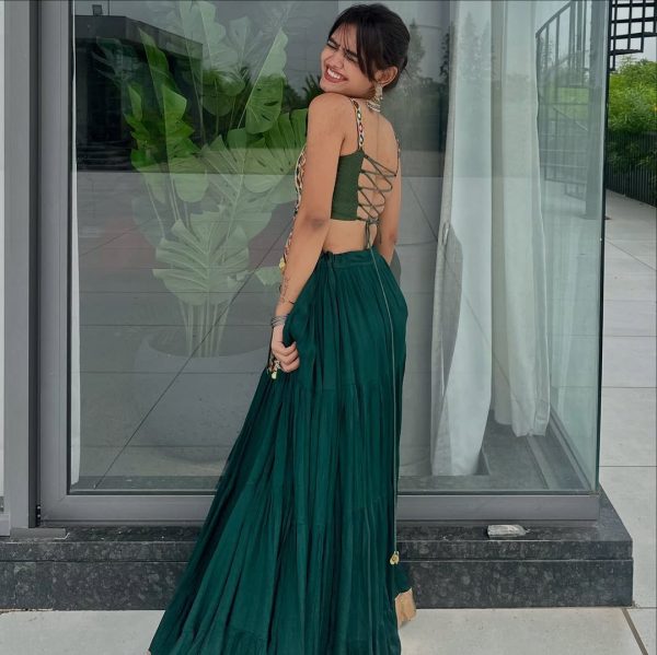 LG 650 Peacock Blue Color Chinon Mirror Work Gotta Satin Patti Lehenga Choli in . Best Price ₹1899. Delivery 4-6 Working Days. Shop now. | Lehenga, Bollywood Lehenga, Creative Lehenga, Designer Lehenga, Embroidered Lehenga, Party Wear Lehenga