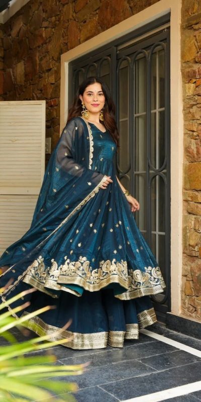 SSR 521 Peacock Blue Crunchy Silk Embroidery Work Salwar Suit Wedding, Party, Festive, Events, Navratri Garba, Anniversary, Haldi,Best Price ₹2449. | Jump Suits, Salwar suit, Casual Suits, Creative suits, Designer Suits, Palazzo Suits, Party Wear Suits, Patiala Suits, Straight Suits