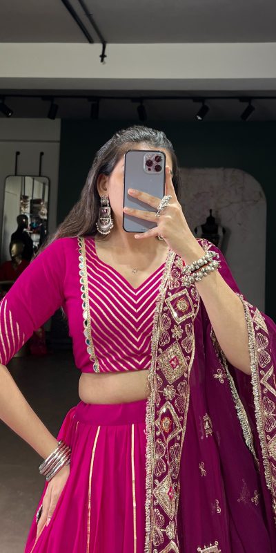 LNB 1708 Pink Cotton With Mirror Work & Zari Work Lehenga Choli Available at ₹3199 only. Delivery 4-6 Working Days. Shop now. | Lehenga, Bollywood Lehenga, Creative Lehenga, Designer Lehenga, Embroidered Lehenga, Party Wear Lehenga