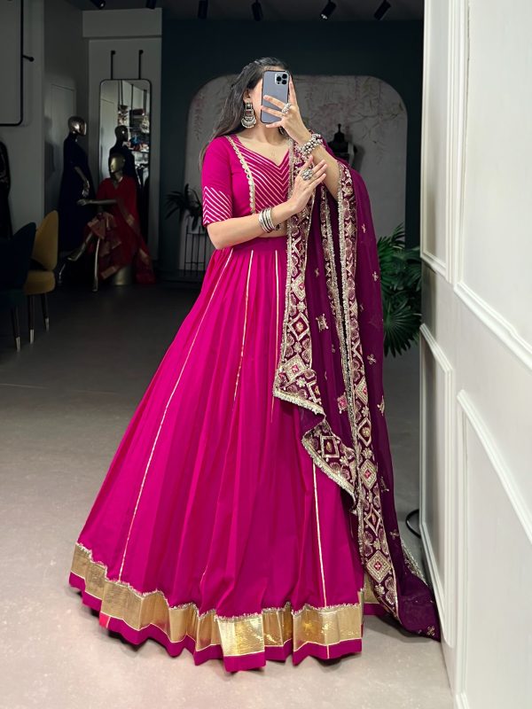LNB 1708 Pink Cotton With Mirror Work & Zari Work Lehenga Choli Available at ₹3199 only. Delivery 4-6 Working Days. Shop now. | Lehenga, Bollywood Lehenga, Creative Lehenga, Designer Lehenga, Embroidered Lehenga, Party Wear Lehenga