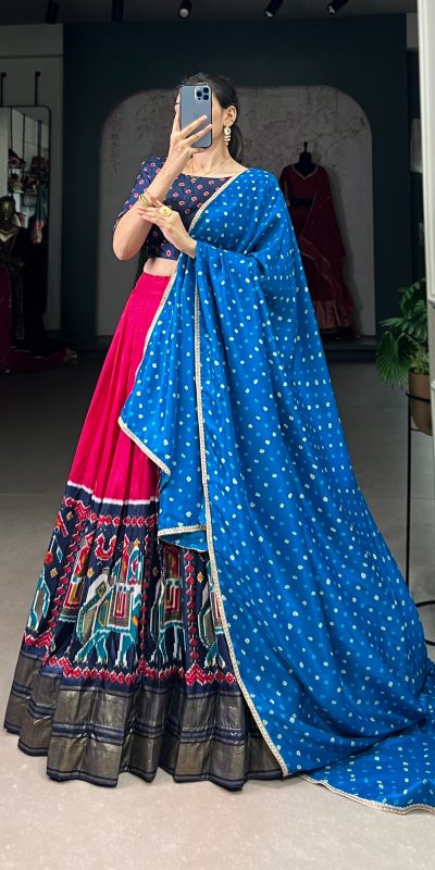 LNB 1623 Pink Color Fabulous Dola Silk Patola Print And Foil Work Lehenga Choli Wedding, Festive, Events Expected Delivery 4-6 Working Days@2199/- Only | Lehenga, Bollywood Lehenga, Creative Lehenga, Designer Lehenga, Embroidered Lehenga, Party Wear Lehenga