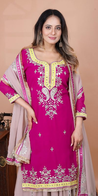 SRK 5260 Pink Faux Georgette With 5mm Embroidery Sequence Work Perfect for Wedding, Party, Karwa Chauth, Ethnic Day, Baisakhi Beast Price At 2149/- Only | Jump Suits, Salwar suit, Casual Suits, Creative suits, Designer Suits, Palazzo Suits, Party Wear Suits, Patiala Suits, Straight Suits