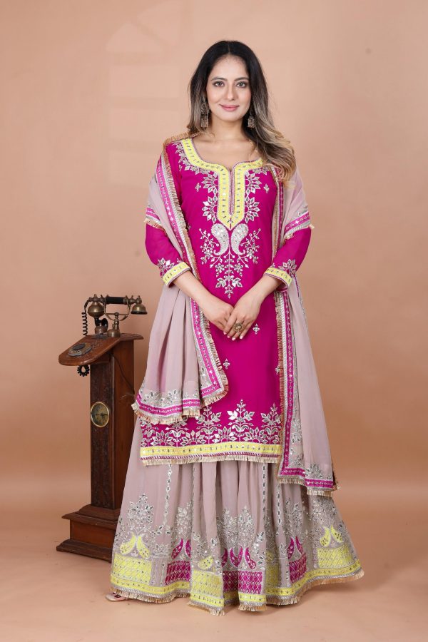 SRK 5260 Pink Faux Georgette With 5mm Embroidery Sequence Work Perfect for Wedding, Party, Karwa Chauth, Ethnic Day, Baisakhi Beast Price At 2149/- Only | Jump Suits, Salwar suit, Casual Suits, Creative suits, Designer Suits, Palazzo Suits, Party Wear Suits, Patiala Suits, Straight Suits