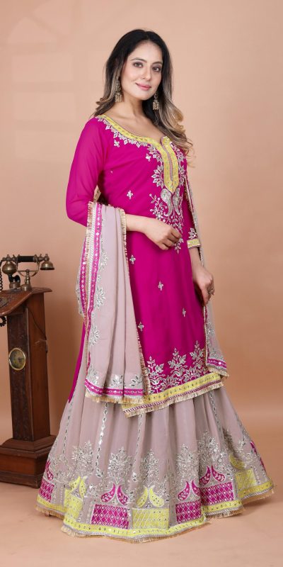 SRK 5260 Pink Faux Georgette With 5mm Embroidery Sequence Work Perfect for Wedding, Party, Karwa Chauth, Ethnic Day, Baisakhi Beast Price At 2149/- Only | Jump Suits, Salwar suit, Casual Suits, Creative suits, Designer Suits, Palazzo Suits, Party Wear Suits, Patiala Suits, Straight Suits