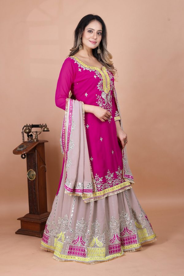 SRK 5260 Pink Faux Georgette With 5mm Embroidery Sequence Work Perfect for Wedding, Party, Karwa Chauth, Ethnic Day, Baisakhi Beast Price At 2149/- Only | Jump Suits, Salwar suit, Casual Suits, Creative suits, Designer Suits, Palazzo Suits, Party Wear Suits, Patiala Suits, Straight Suits