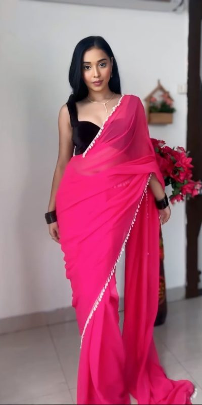 SC 239 Pink Georgette With Lace Work & Lace Border Saree . Wedding, Party, Festive, Events, Exclusive Offer ₹1599. Delivery 4-6 Working Days. Shop now. | Sarees, Bollywood Sarees, Creative Sarees, Designer Sarees, Embroidered Sarees, Ethnic Saree, Modern Digital sarees, Party Wear Sarees