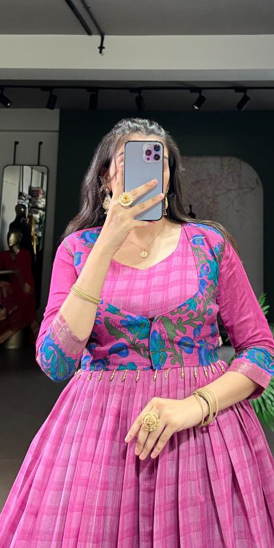 YNF 5034 Pink Polyester Viscose Chanderi Zari Work & Lace Work Gown in . Affordable Price ₹1799. Delivery 4-6 Working Days. Shop now. | Gowns, Bollywood Gowns, Creative Gowns, Designer Gowns, Embroidered Gowns, Party Wear Gowns