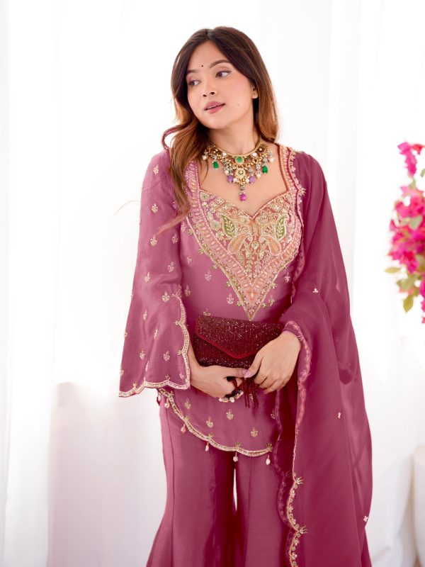 NSR 852 Pink Simar Silk With Embroidery Work with Full Sleeve Salwar Suit in . Now at just ₹2099. Delivery 4-6 Working Days. Shop n | Jump Suits, Salwar suit, Casual Suits, Creative suits, Designer Suits, Palazzo Suits, Party Wear Suits, Patiala Suits, Straight Suits