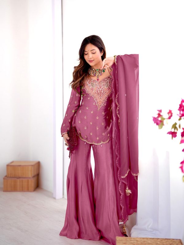 NSR 852 Pink Simar Silk With Embroidery Work with Full Sleeve Salwar Suit in . Now at just ₹2099. Delivery 4-6 Working Days. Shop n | Jump Suits, Salwar suit, Casual Suits, Creative suits, Designer Suits, Palazzo Suits, Party Wear Suits, Patiala Suits, Straight Suits