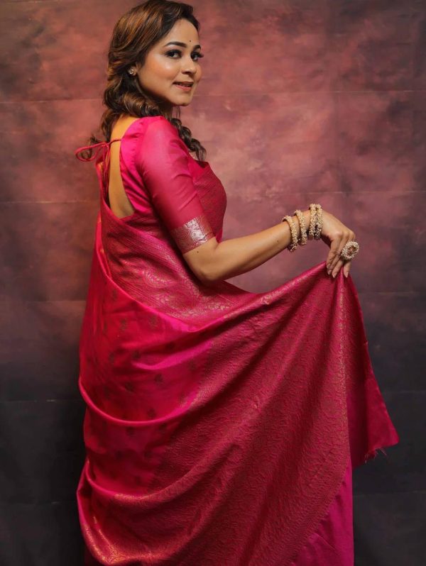KP 6010 Pink Soft Lichi Silk Jacquard Saree Perfect for Wedding, Party, Traditional Day, Family Gatherings, Sangeet . Grab it for ₹1349. Delivery 4-6 W | Sarees, Bollywood Sarees, Creative Sarees, Designer Sarees, Embroidered Sarees, Ethnic Saree, Modern Digital sarees, Party Wear Sarees