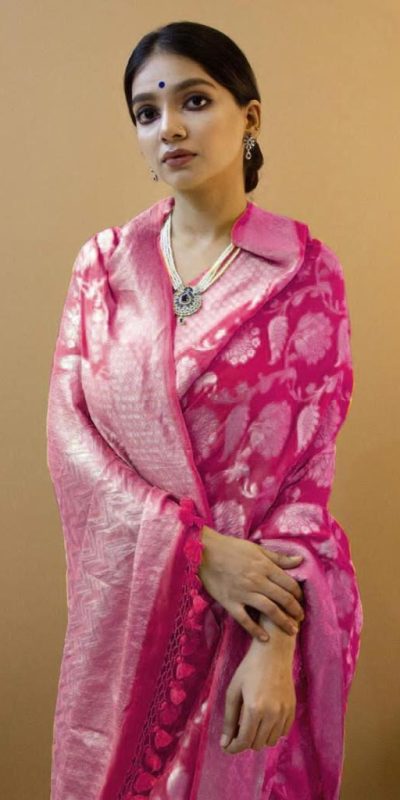 KP 1073 Pink Soft Lichi Silk Saree Perfect for Wedding, Party, Sangeet, Ethnic Day, Festival Celebrations Get it for ₹1399. Delivery 4-6 Working Da | Sarees, Bollywood Sarees, Creative Sarees, Designer Sarees, Embroidered Sarees, Ethnic Saree, Modern Digital sarees, Party Wear Sarees