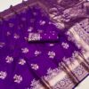 Purple Banarasi Silk Zari Lace Work Saree
