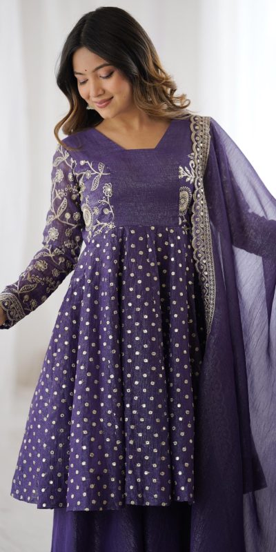 ZSR 3134 Purple Crunchy Silk Salwar Suit Perfect for Wedding, Party, Sangeet, Anniversary, Housewarming Introductory Price ₹2399. Delivery 4-6 | Jump Suits, Salwar suit, Casual Suits, Creative suits, Designer Suits, Palazzo Suits, Party Wear Suits, Patiala Suits, Straight Suits