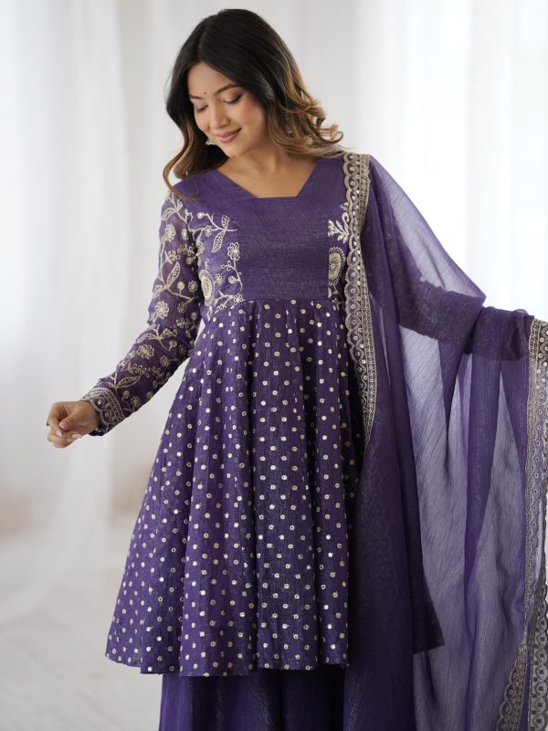 ZSR 3134 Purple Crunchy Silk Salwar Suit Perfect for Wedding, Party, Sangeet, Anniversary, Housewarming Introductory Price ₹2399. Delivery 4-6 | Jump Suits, Salwar suit, Casual Suits, Creative suits, Designer Suits, Palazzo Suits, Party Wear Suits, Patiala Suits, Straight Suits