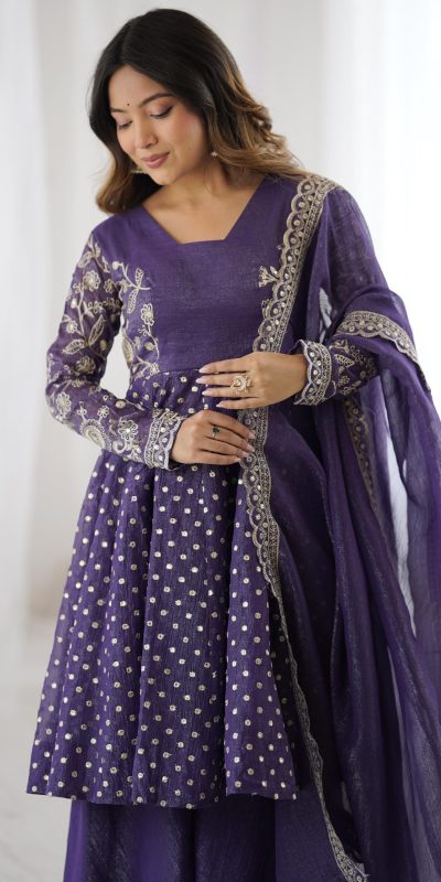 ZSR 3134 Purple Crunchy Silk Salwar Suit Perfect for Wedding, Party, Sangeet, Anniversary, Housewarming Introductory Price ₹2399. Delivery 4-6 | Jump Suits, Salwar suit, Casual Suits, Creative suits, Designer Suits, Palazzo Suits, Party Wear Suits, Patiala Suits, Straight Suits