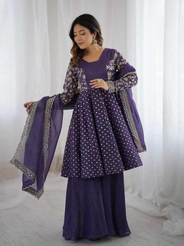 ZSR 3134 Purple Crunchy Silk Salwar Suit Perfect for Wedding, Party, Sangeet, Anniversary, Housewarming Introductory Price ₹2399. Delivery 4-6 | Jump Suits, Salwar suit, Casual Suits, Creative suits, Designer Suits, Palazzo Suits, Party Wear Suits, Patiala Suits, Straight Suits