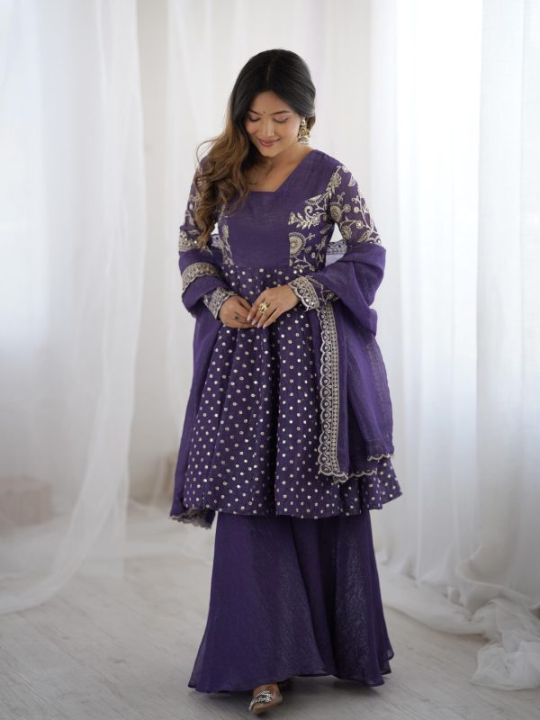 ZSR 3134 Purple Crunchy Silk Salwar Suit Perfect for Wedding, Party, Sangeet, Anniversary, Housewarming Introductory Price ₹2399. Delivery 4-6 | Jump Suits, Salwar suit, Casual Suits, Creative suits, Designer Suits, Palazzo Suits, Party Wear Suits, Patiala Suits, Straight Suits