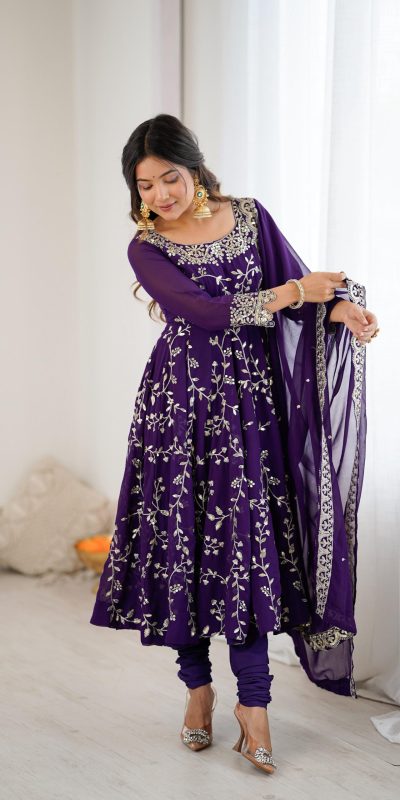 SRK 5299 Purple Georgette With Sequence Work Perfect for Wedding, Party, Lohri, Temple Visit, Ganesh Chaturthi Festive, Events, 4-6 Working Days At 2149 | Gowns, Bollywood Gowns, Creative Gowns, Designer Gowns, Embroidered Gowns, Party Wear Gowns