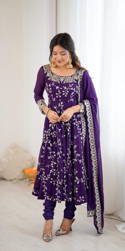SRK 5299 Purple Georgette With Sequence Work Perfect for Wedding, Party, Lohri, Temple Visit, Ganesh Chaturthi Festive, Events, 4-6 Working Days At 2149 | Gowns, Bollywood Gowns, Creative Gowns, Designer Gowns, Embroidered Gowns, Party Wear Gowns
