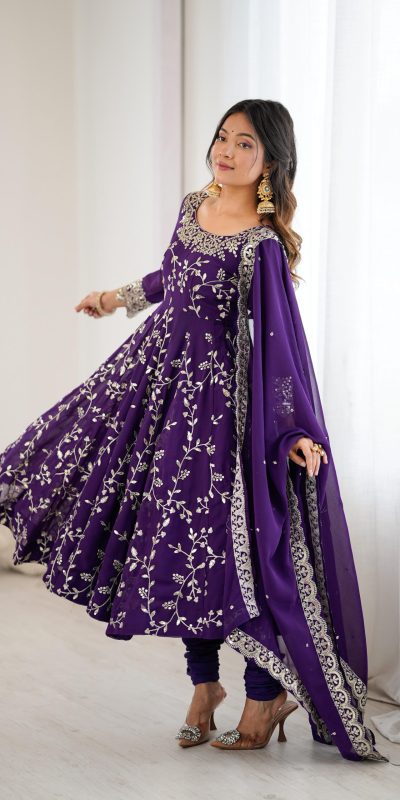 SRK 5299 Purple Georgette With Sequence Work Perfect for Wedding, Party, Lohri, Temple Visit, Ganesh Chaturthi Festive, Events, 4-6 Working Days At 2149 | Gowns, Bollywood Gowns, Creative Gowns, Designer Gowns, Embroidered Gowns, Party Wear Gowns