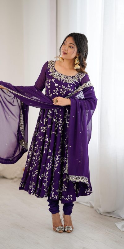 SRK 5299 Purple Georgette With Sequence Work Perfect for Wedding, Party, Lohri, Temple Visit, Ganesh Chaturthi Festive, Events, 4-6 Working Days At 2149 | Gowns, Bollywood Gowns, Creative Gowns, Designer Gowns, Embroidered Gowns, Party Wear Gowns