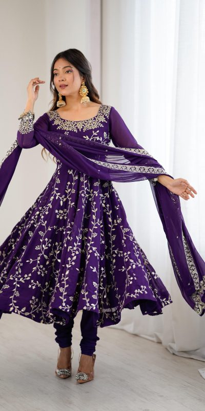 SRK 5299 Purple Georgette With Sequence Work Perfect for Wedding, Party, Lohri, Temple Visit, Ganesh Chaturthi Festive, Events, 4-6 Working Days At 2149 | Gowns, Bollywood Gowns, Creative Gowns, Designer Gowns, Embroidered Gowns, Party Wear Gowns