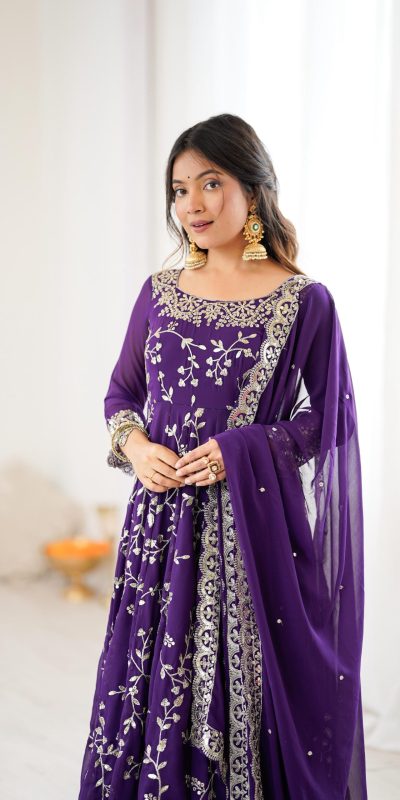 SRK 5299 Purple Georgette With Sequence Work Perfect for Wedding, Party, Lohri, Temple Visit, Ganesh Chaturthi Festive, Events, 4-6 Working Days At 2149 | Gowns, Bollywood Gowns, Creative Gowns, Designer Gowns, Embroidered Gowns, Party Wear Gowns