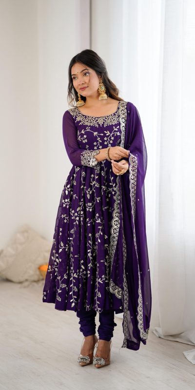 SRK 5299 Purple Georgette With Sequence Work Perfect for Wedding, Party, Lohri, Temple Visit, Ganesh Chaturthi Festive, Events, 4-6 Working Days At 2149 | Gowns, Bollywood Gowns, Creative Gowns, Designer Gowns, Embroidered Gowns, Party Wear Gowns