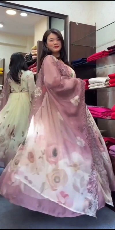 SR 1686 Purple Faux Georgette With Embroidery Sequence Work With Fully Flair Gown Perfect for Wedding, Party, 4-6 Working Days At 2049 Only | Gowns, Bollywood Gowns, Creative Gowns, Designer Gowns, Embroidered Gowns, Party Wear Gowns