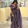 Purple Gold Crush Lace Border Work Saree