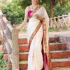Purple Lichi Silk With Lace Jacquard Work Saree