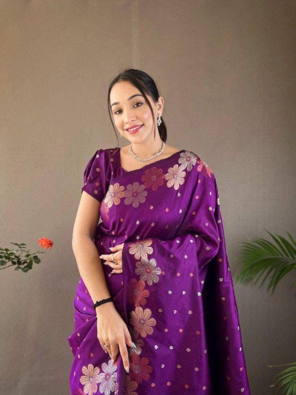 KP 6003 Purple Soft Lichi Silk Cloth Lace Work & Lace Border Saree in Best Price ₹1399. Delivery 4-6 Working Days. Shop now. | Sarees, Bollywood Sarees, Creative Sarees, Designer Sarees, Embroidered Sarees, Ethnic Saree, Modern Digital sarees, Party Wear Sarees